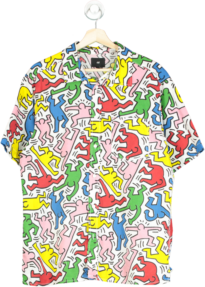 H&M x Keith Haring Multicoloured Graphic Print Shirt UK M
