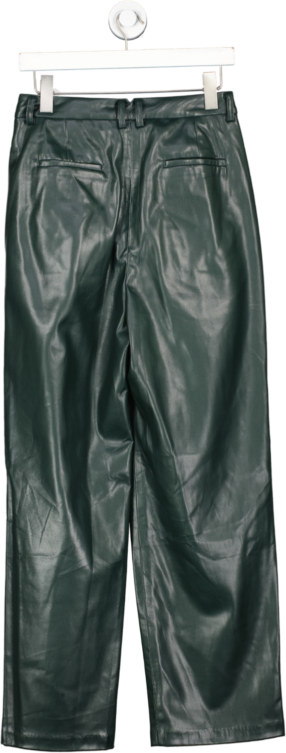 The Frankie Shop Green Faux Leather High Waist Straight Trousers UK S