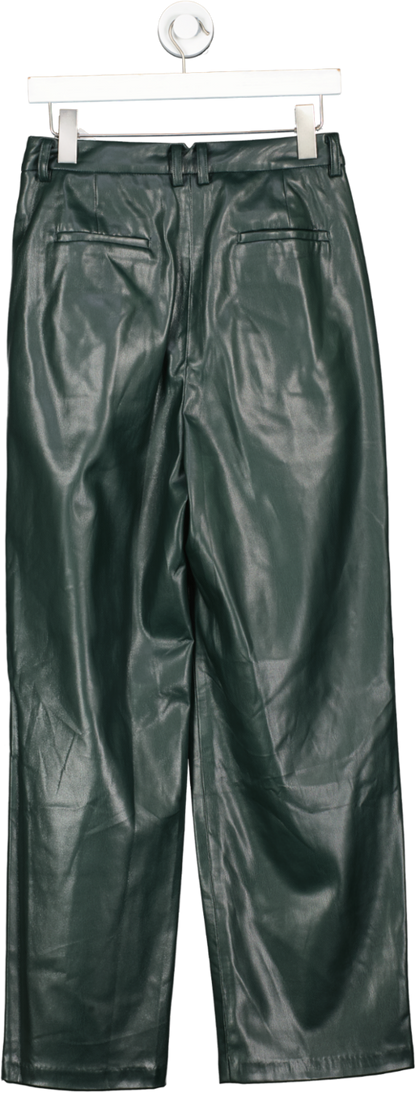 The Frankie Shop Green Faux Leather High Waist Straight Trousers UK S