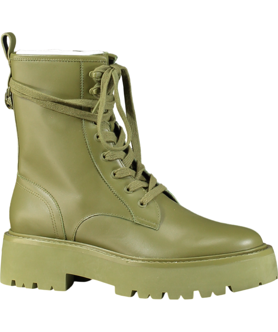 Kurt Geiger Green Matilda Eagle-embellished Lace-up Leather Ankle Boots UK 6 EU 39 👠