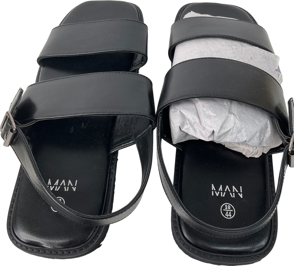 boohooMan Black Smart Buckle Sandal UK 10 EU 44 👞