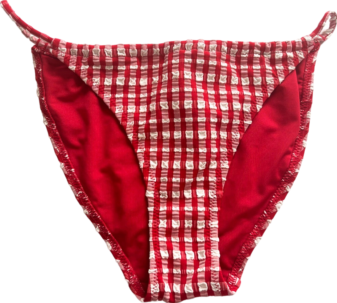 Out From Under Red and White Chequered Bikini Bottoms UK S