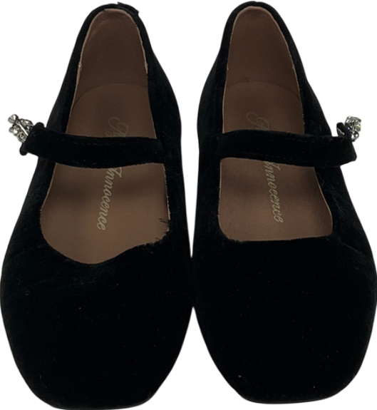 Age of Innocence Black Velvet Pumps With Dimante Detail UK 12.5 EU 31 👼