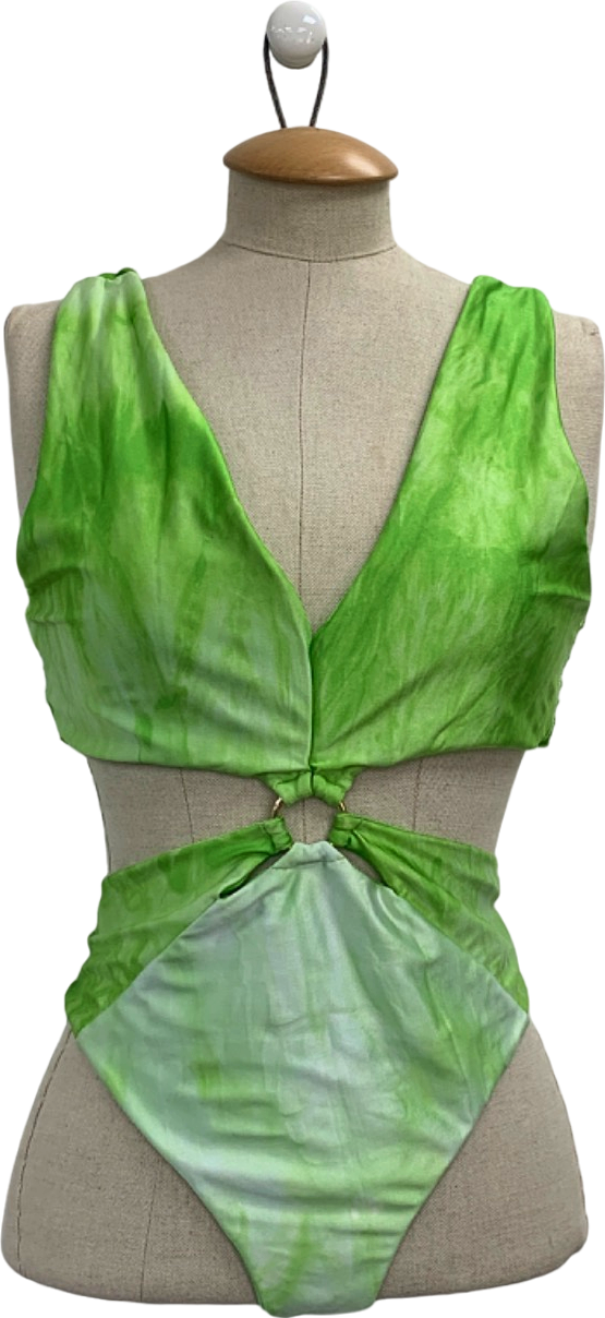 Lovers + Friends Green Tie-Dye Cutout Swimsuit UK L