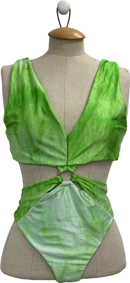 Lovers + Friends Green Tie-Dye Cutout Swimsuit UK L