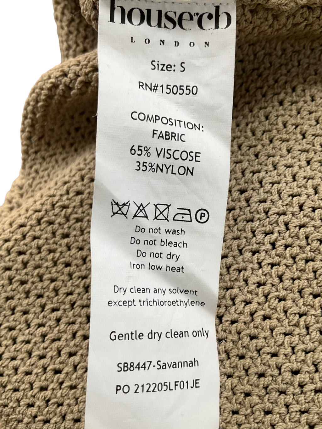 House of CB Beige Savannah Long Sleeve Top UK S