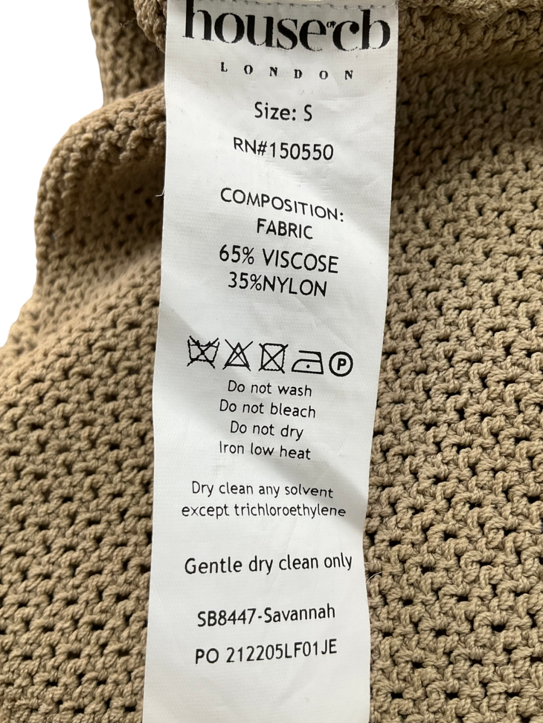 House of CB Beige Savannah Long Sleeve Top UK S