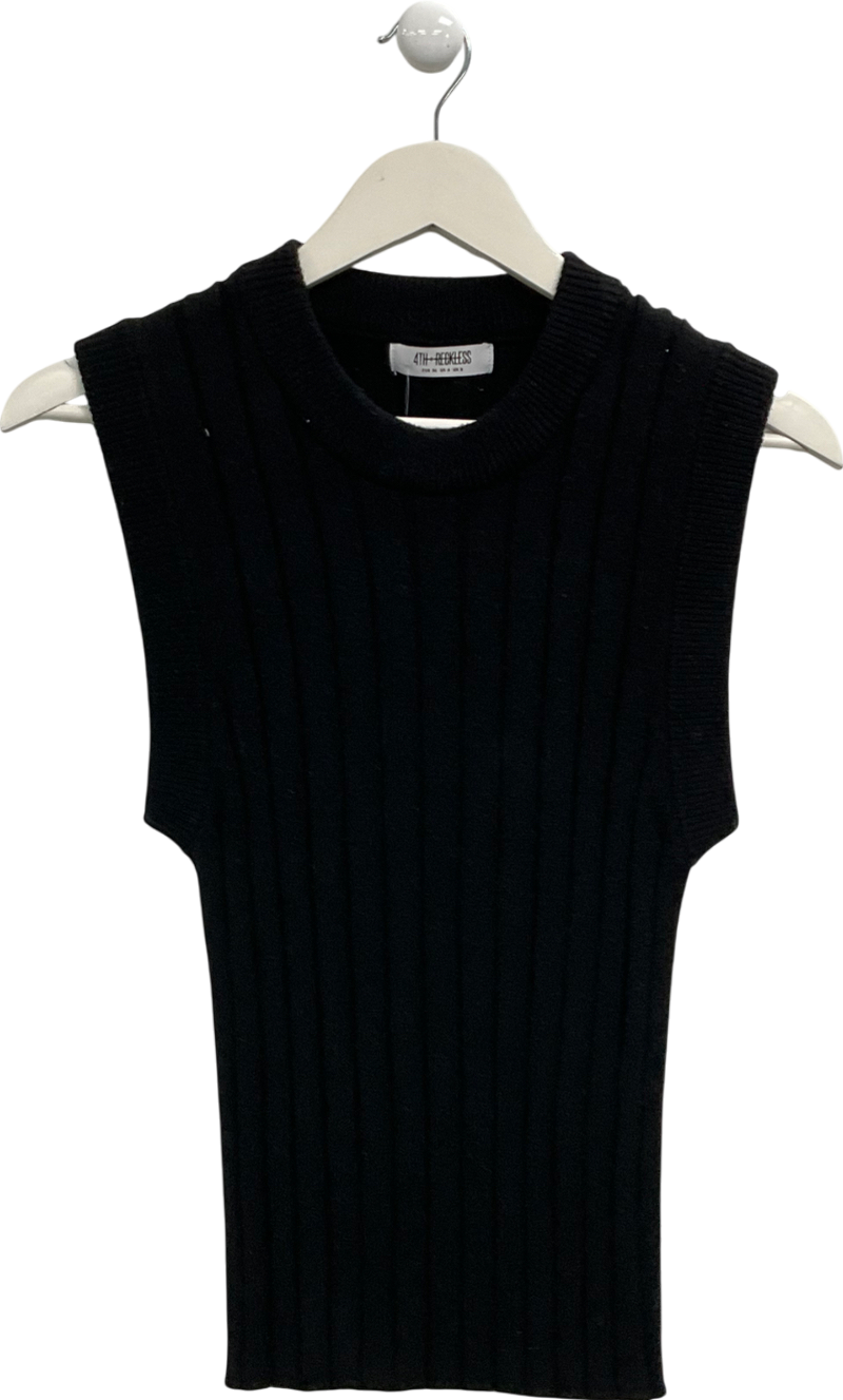 4th & Reckless Black Knitted Sleeveless Top UK 8