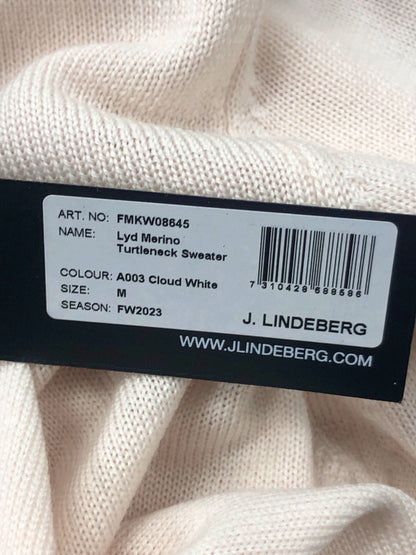 J. Lindeberg Cloud White Lyd Merino Wool Turtleneck Sweater UK M