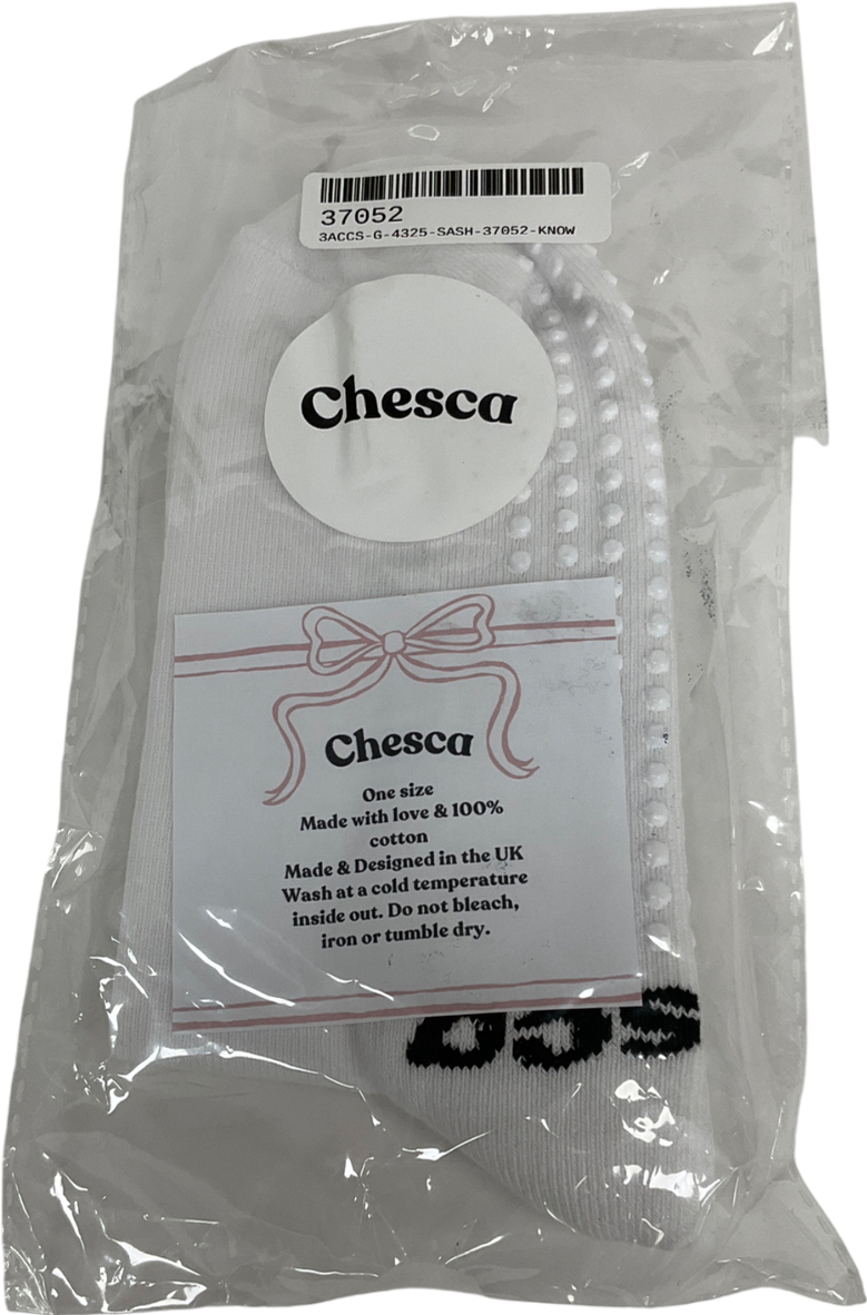 chesca White The Bow Pilates Grip Socks One Size