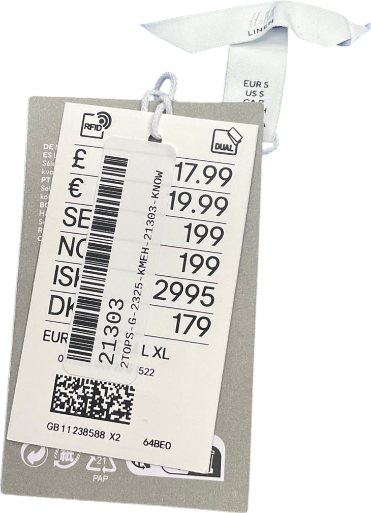 H&M Blue Cropped Linen Shirt UK S