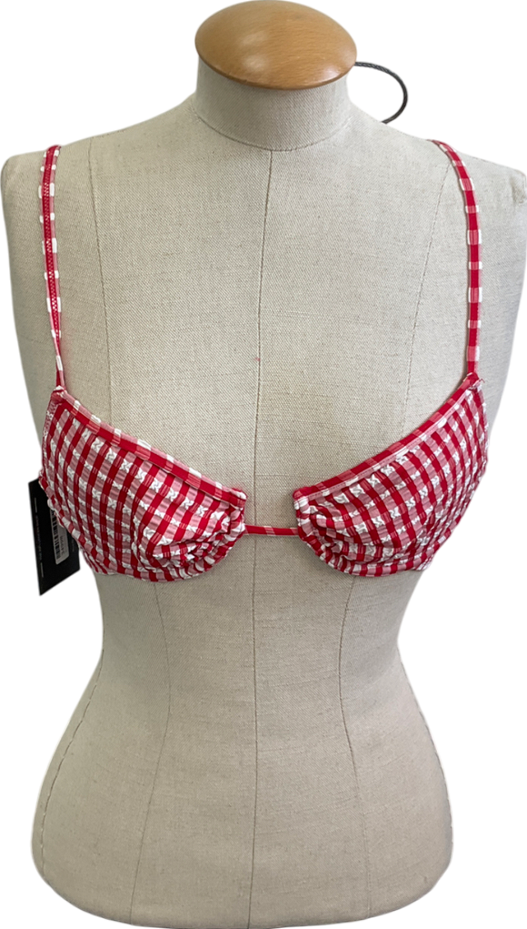 Urban Outfitters Red Gingham Underwired Bikini Top UK S