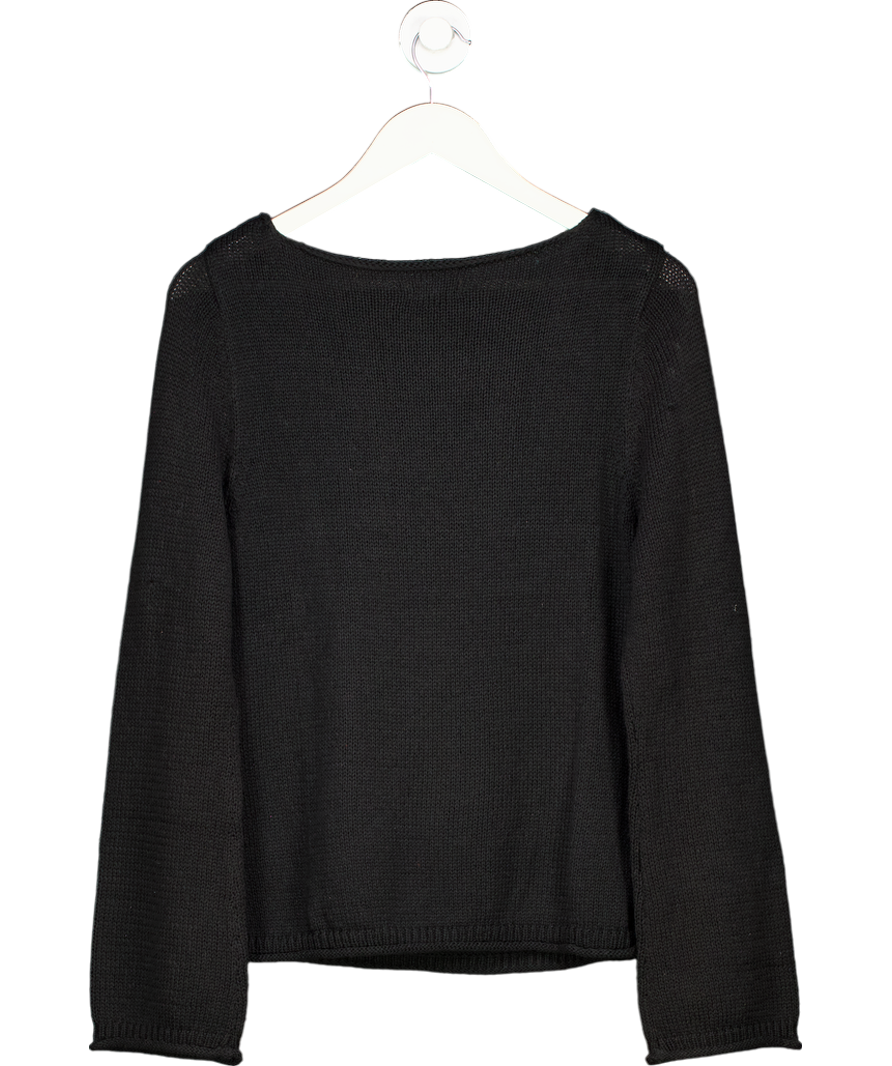 Nobody's Child Black Slash Neck Fit Flare Knitted Top UK 14