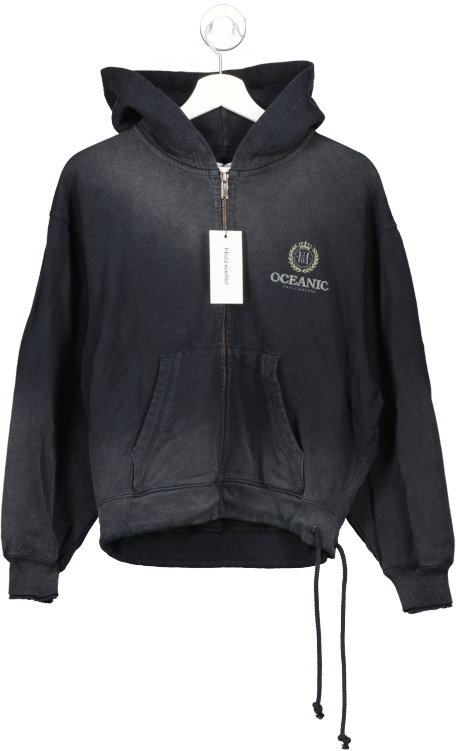 Holzweiler Grey Oceanic Zip Hoodie - Zip-up Sweatshirt UK XS