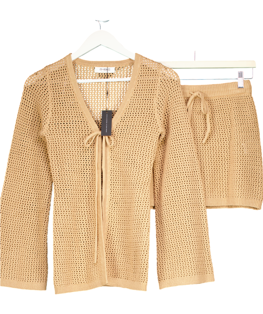 4th & Reckless Beige Elouise Knitted Top And Mini Skirt UK 6