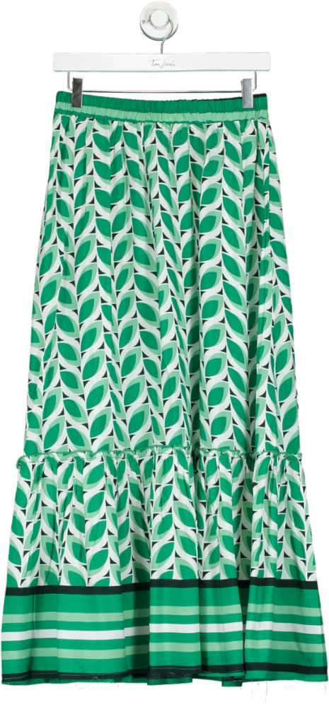 Aprico Green Geo Leaves Border Skirt UK S