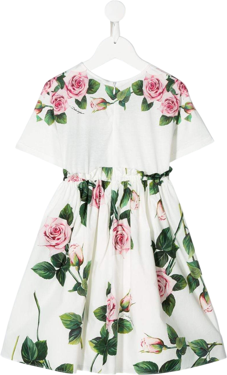 DOLCE & GABBANA White Rose Print Dress 4 Years