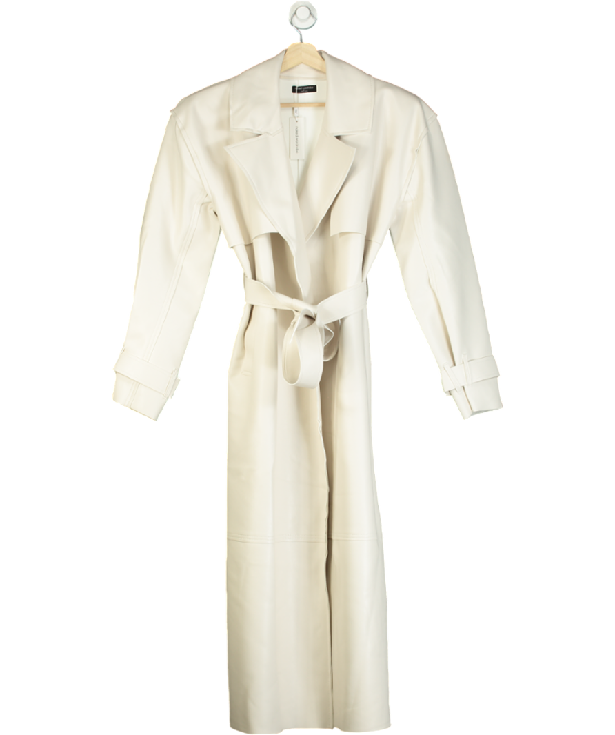 Naked Wardrobe Cream Vegan Leather Trench Coat UK XS