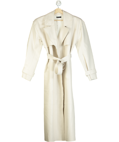 Naked Wardrobe Cream Vegan Leather Trench Coat UK XS