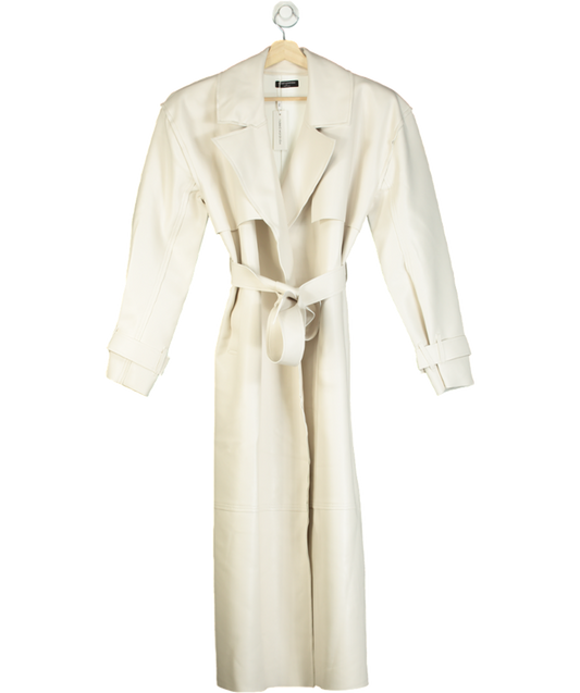 Naked Wardrobe Cream Vegan Leather Trench Coat UK XS