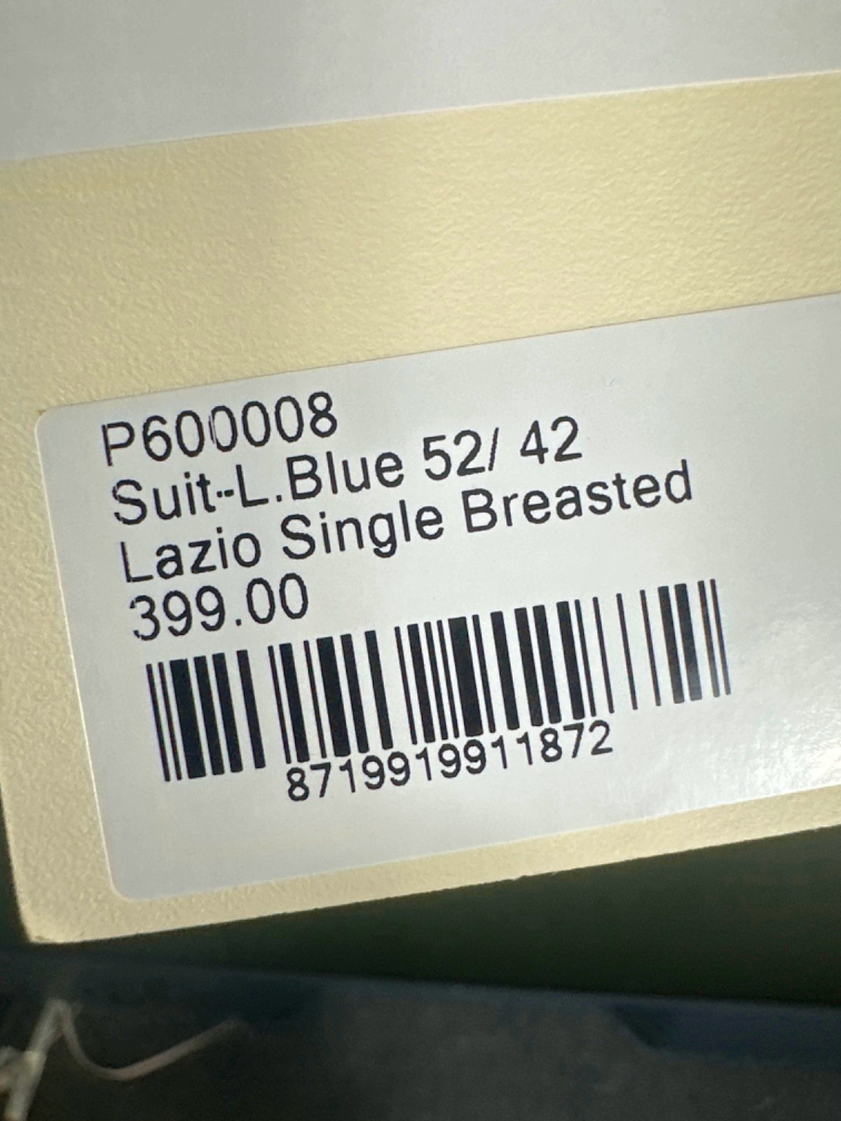 Suitsupply Light Blue Lazio Single Breasted Tailored fit  Suit 2-piece SZ52 UK XXXL UK 42