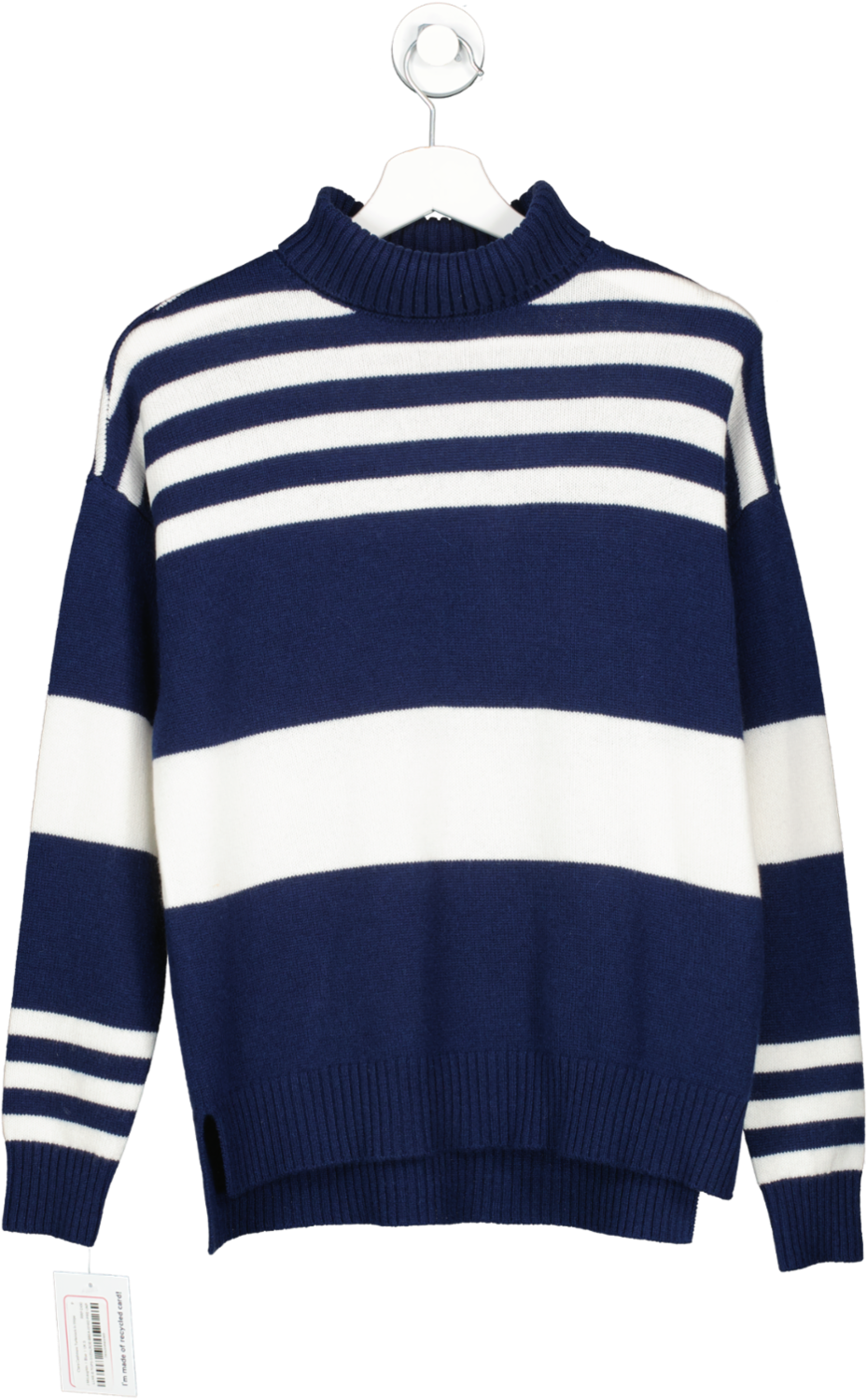 J McLaughlin Blue Clara Cashmere Turtleneck In Stripe UK S
