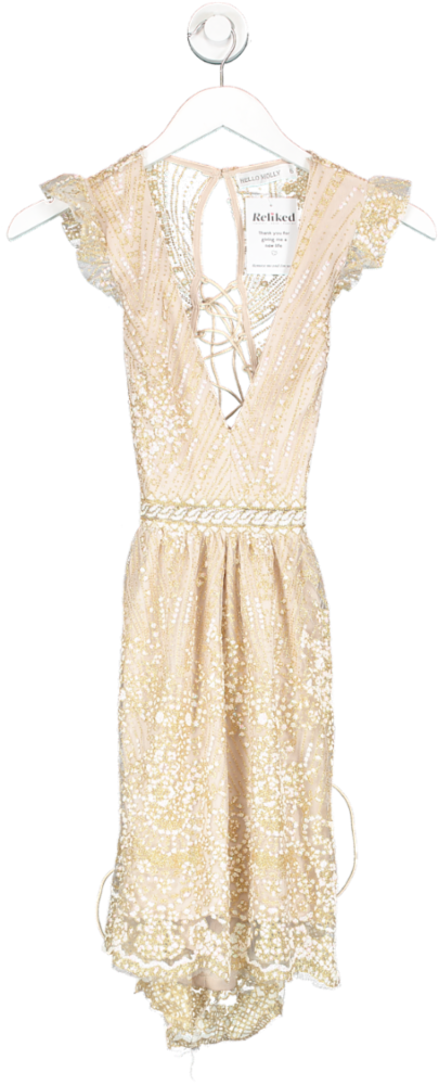 hello molly Gold And Pink Flower Mini Dress UK 6