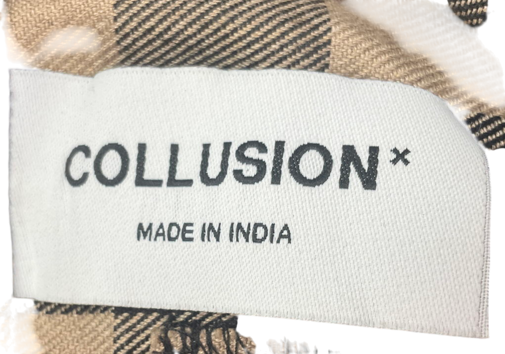 Collusion Beige Dad Trouser In Check UK 10