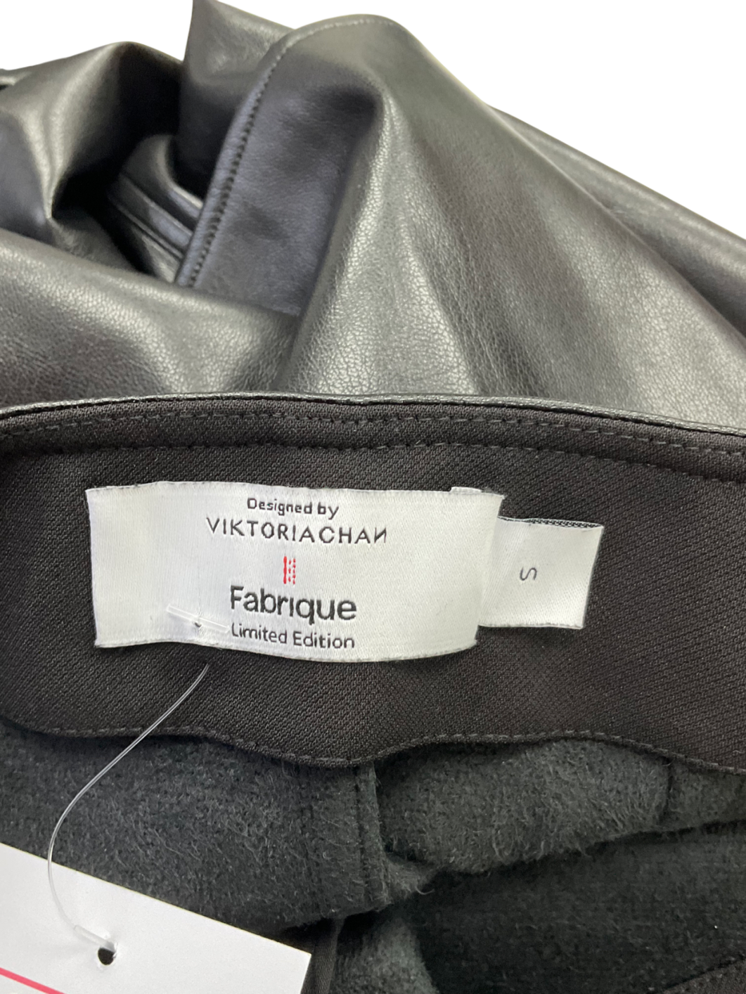 Fabrique x Victoria Chan Black Leona Pleated Slit Skirt In Vegan Leather UK S