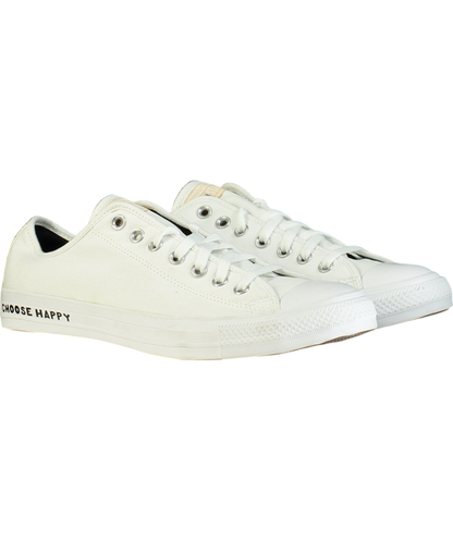 Converse White "CHOOSE HAPPY"  Low Canvas Sneaker UK 10 EU 44 👞