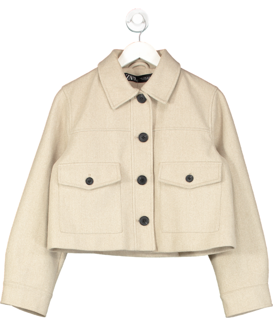 ZARA Beige Wool Look Short Coat UK M