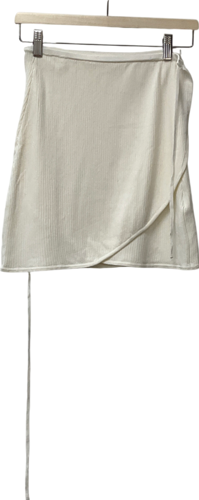 4th & Reckless White Wrap Front Mini Skirt UK 10