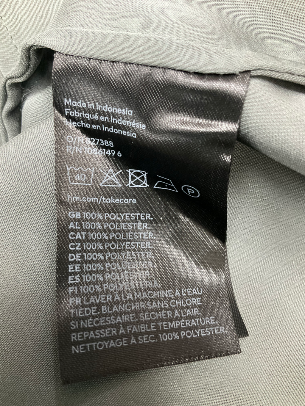 H&M Green Collarless Satin Button Down Shirt UK M