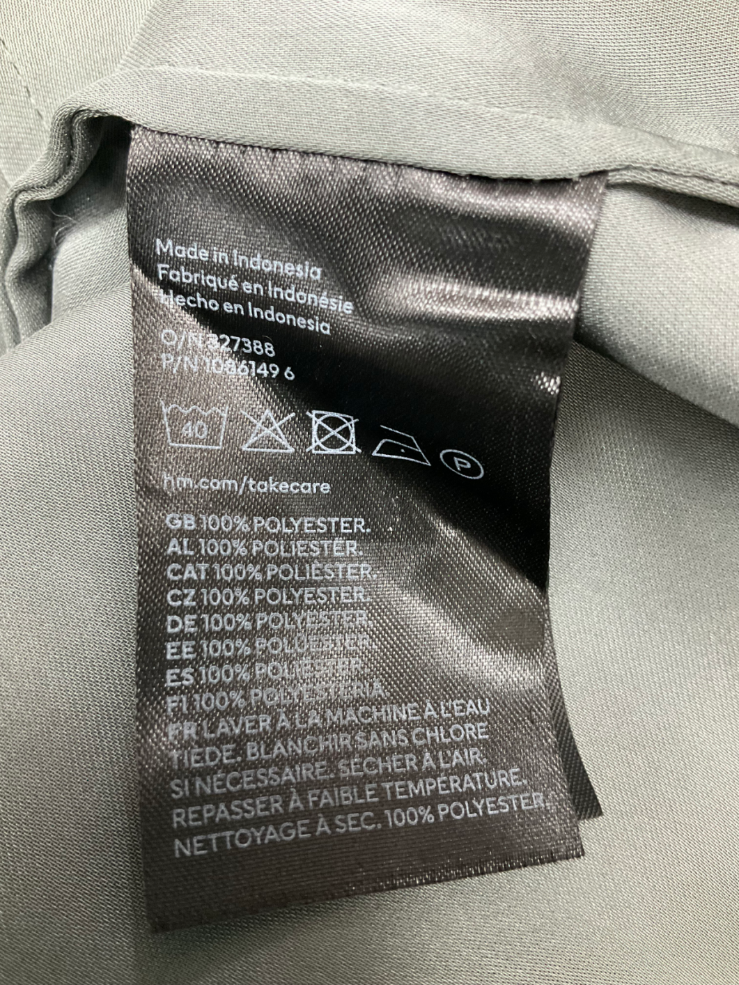 H&M Green Collarless Satin Button Down Shirt UK M