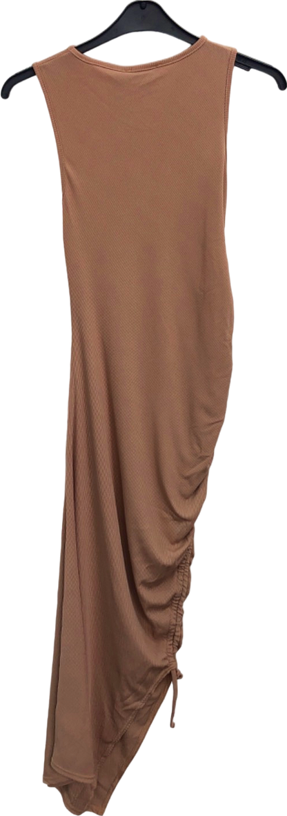 Missguided Brown Ribbed Asymmetrical Maternity Dress UK 8