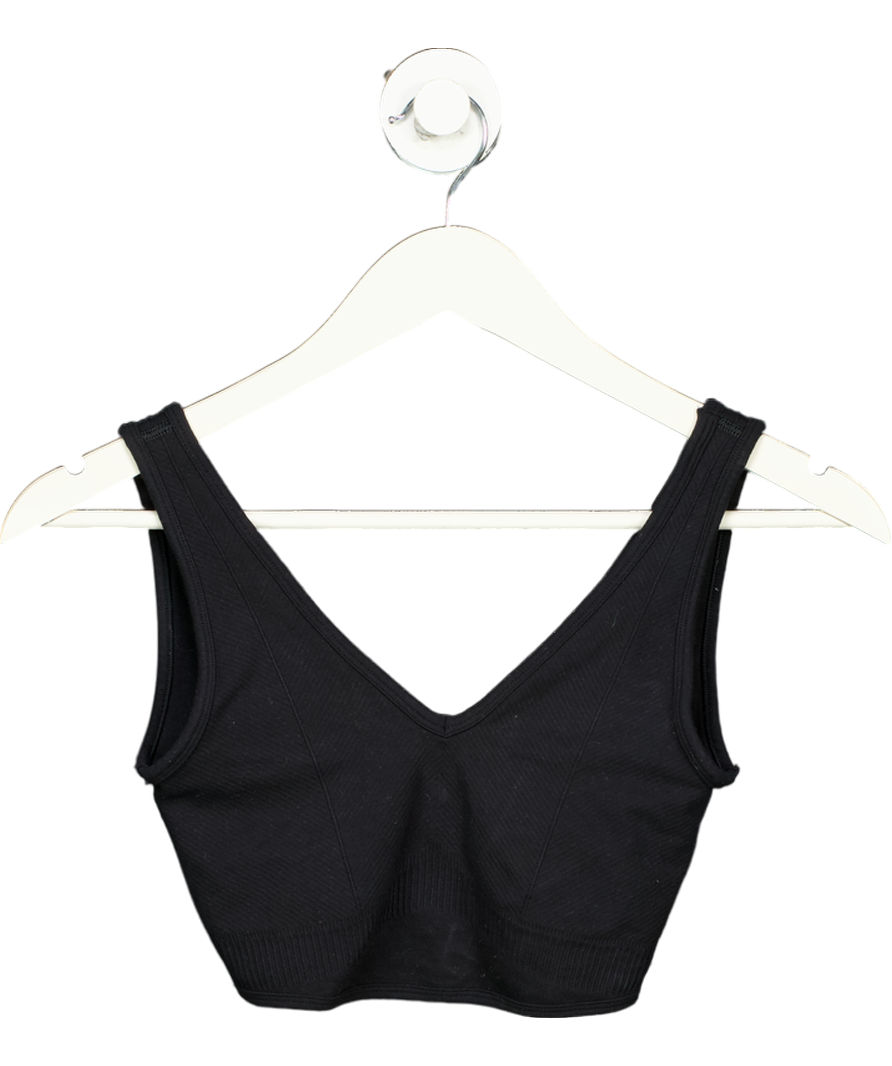 gymshark Black V Neck Crop Top UK S