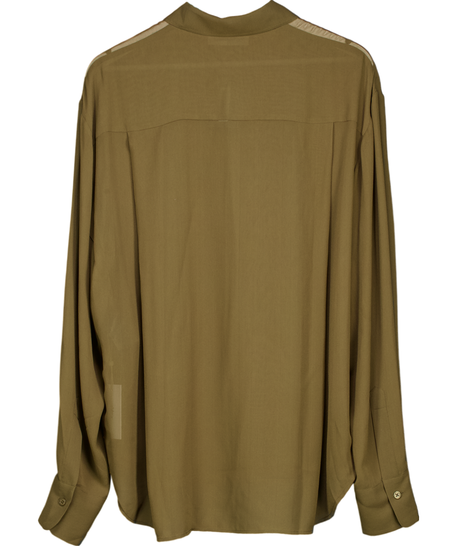 FRANKIE SHOP Green Peri Silk Georgette Shirt UK M