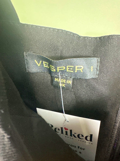 Vesper Black Sleeveless Midi Dress UK 8