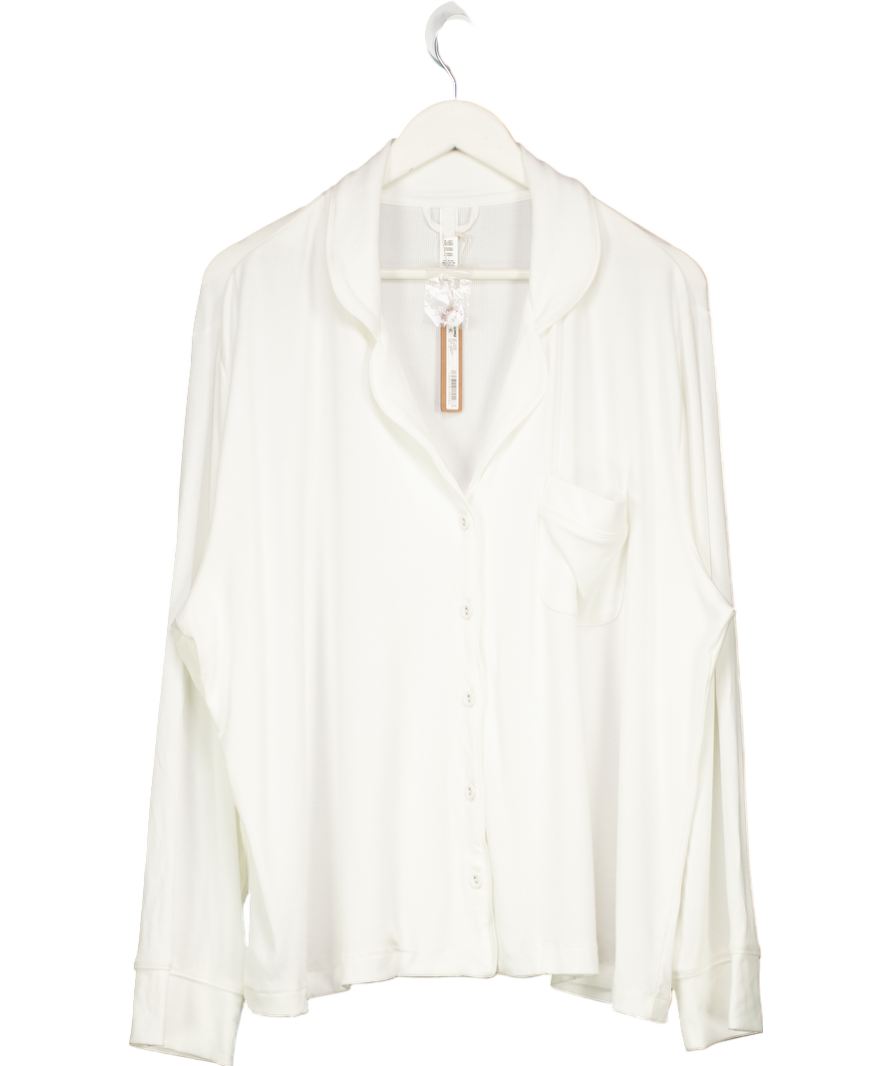 SKIMS White Ribbed Supersoft Pyjama Shirt UK XXL