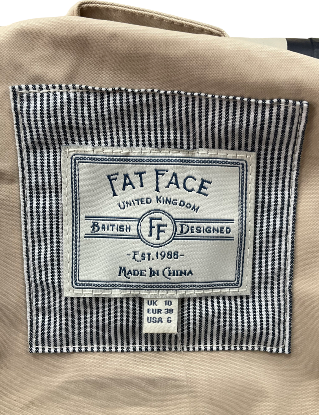 fat face Beige Natural Waterproof Coat UK 8