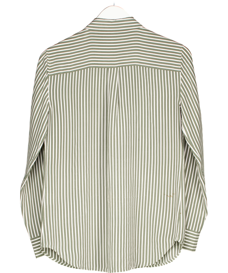 Equipment Green Striped Essential Washed Silk Shirt UK S