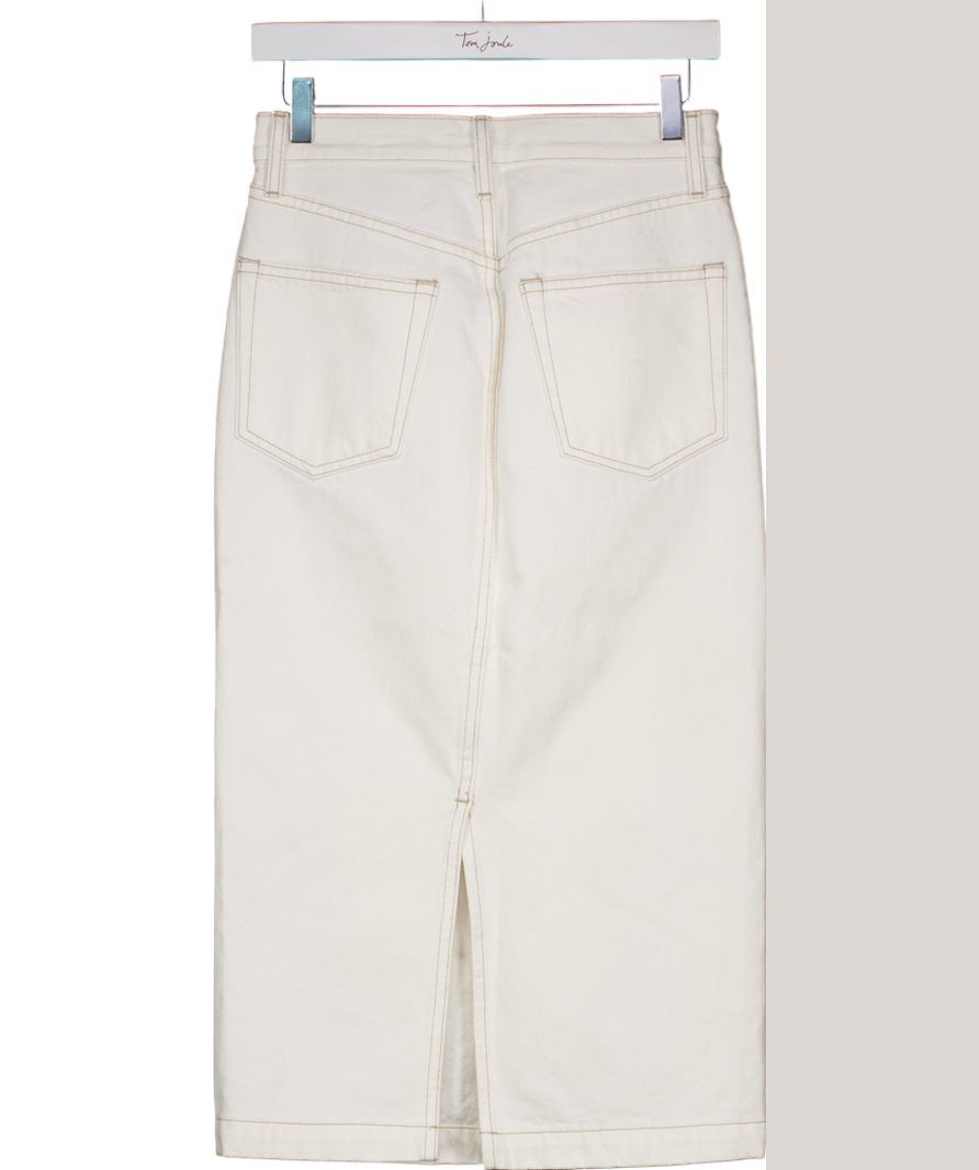 Wardrobe NYC. Cream Straight Denim Skirt W25