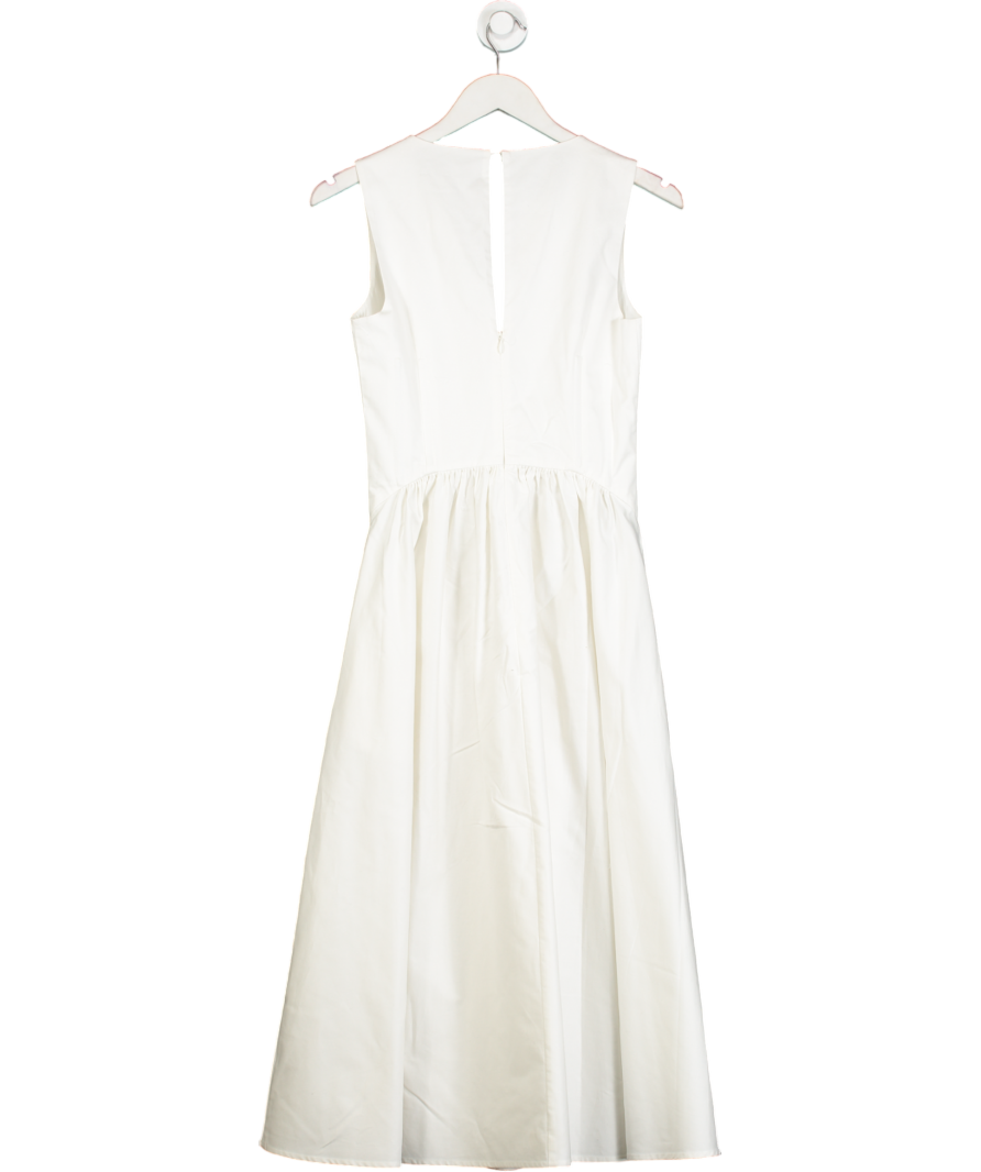 REISS White Liza Corset Cotton Midi Dress UK 4