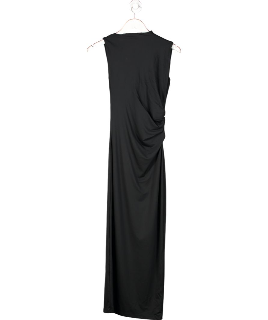 ZARA Black Ruched Midi Dress UK S