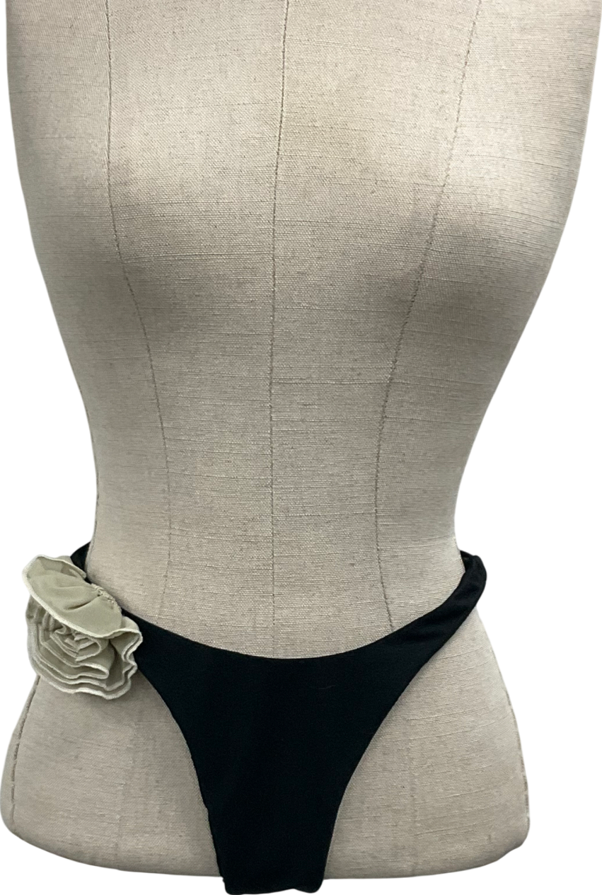 SAME Women's Black 90s Floral-applique Bikini Bottoms UK XS