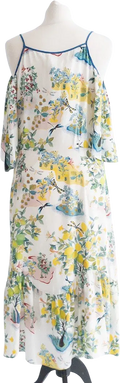 Whistles White / Multi Cold Shoulder Lemon Print Garden Dress UK 14