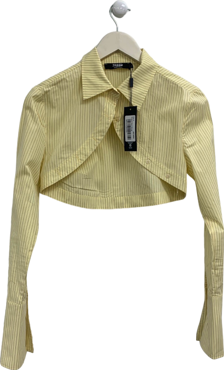 Jaded London Yellow Striped Cropped Shirt UK 6