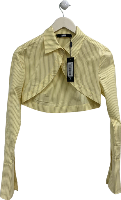 Jaded London Yellow Striped Cropped Shirt UK 6