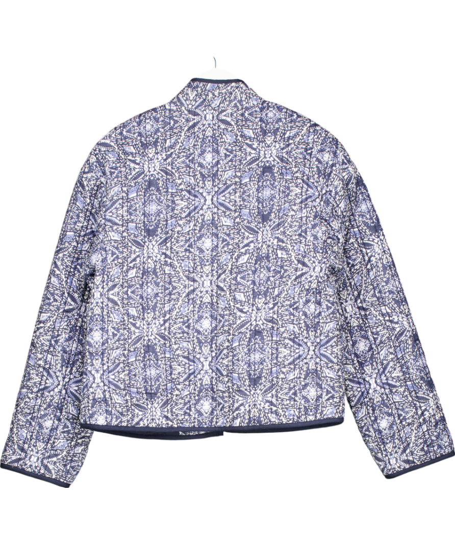 Mint Velvet Blue Abstract Print Boxy Quilted Jacket UK XS