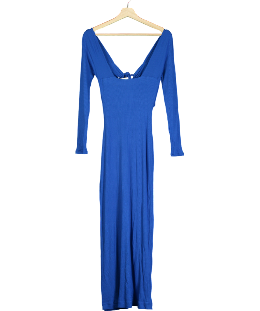Lama Jouni Blue Cut Out Long Sleeve Maxi Dress UK S